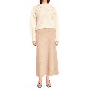 NEW MIRTH moritz embroidered pullover sweater in alabaster